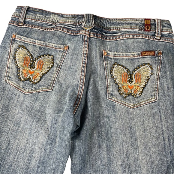 Zana Di size 13 flare leg jeans with butterfly embellished back pockets - Picture 5 of 10